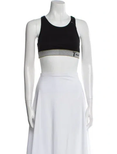 Pre-owned Alexander Wang Graphic Print Scoop Neck Crop Top In Black