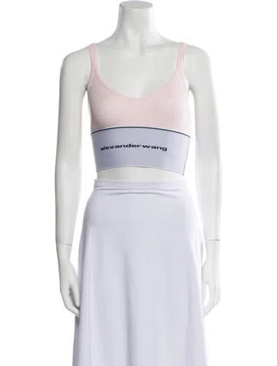 Pre-owned Alexander Wang Graphic Print Scoop Neck Crop Top In Multi