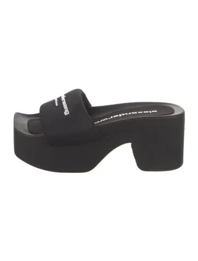 Pre-owned Alexander Wang Graphic Print Slides In Black