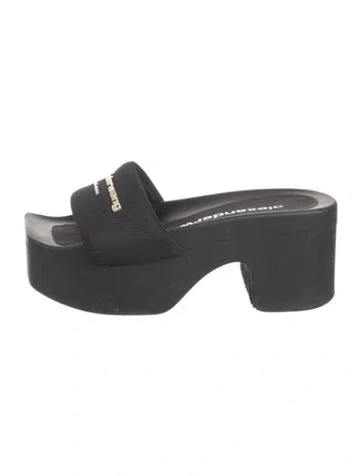 Pre-owned Alexander Wang Graphic Print Slides In Black