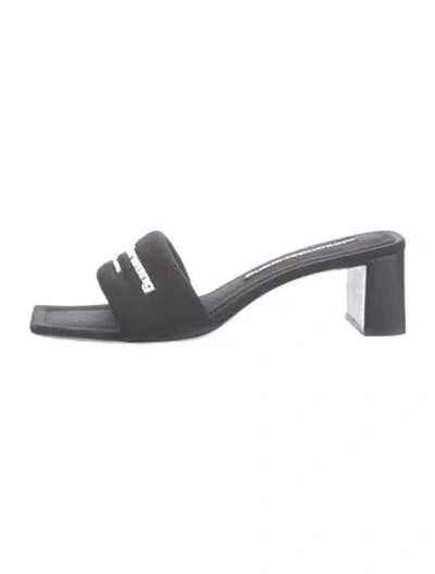 Pre-owned Alexander Wang Graphic Print Slides In Black