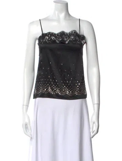 Pre-owned Alexander Wang Graphic Print Square Neckline Top In Black