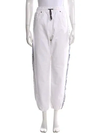 Pre-owned Alexander Wang Graphic Print Straight Leg Pants In White