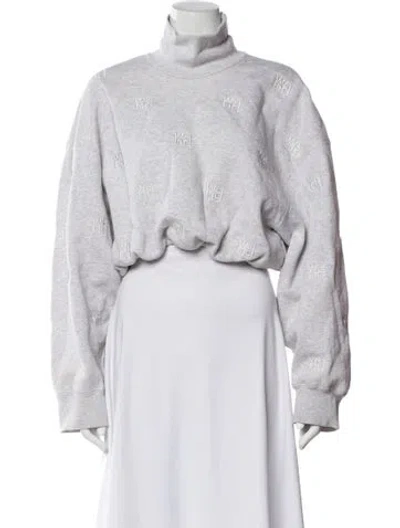 Pre-owned Alexander Wang Graphic Print Turtleneck Sweatshirt In Gray