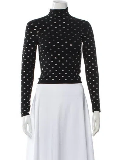 Pre-owned Alexander Wang Graphic Print Turtleneck Top In Black