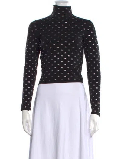 Pre-owned Alexander Wang Graphic Print Turtleneck Top In Black