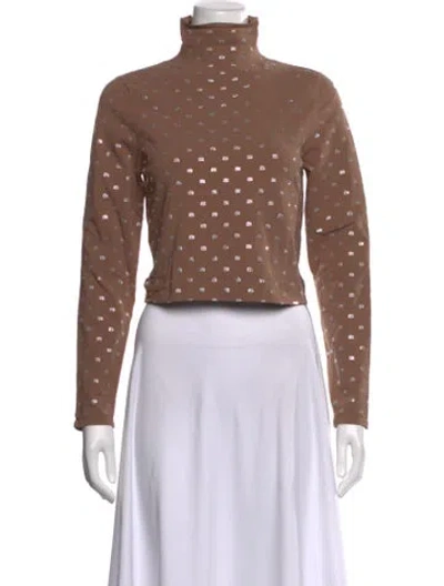 Pre-owned Alexander Wang Graphic Print Turtleneck Top In Brown