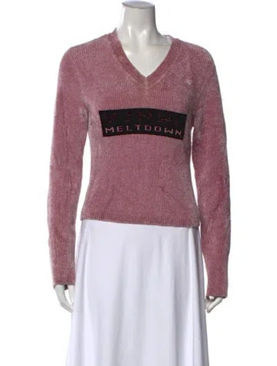 Pre-owned Alexander Wang Graphic Print V-neck Sweater In Pink