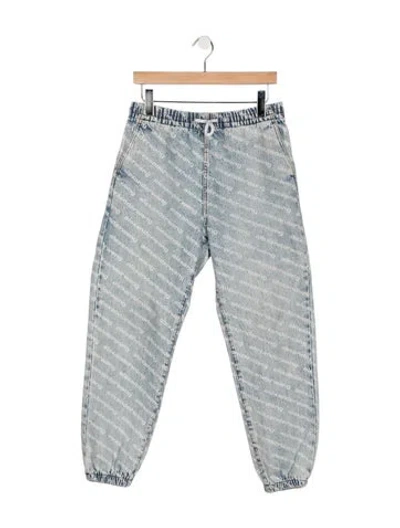 Pre-owned Alexander Wang Graphic Print Wide Leg Pants In Blue