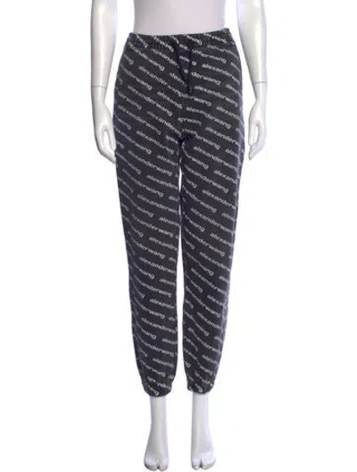 Pre-owned Alexander Wang Graphic Print Wide Leg Pants W/ Tags In Black