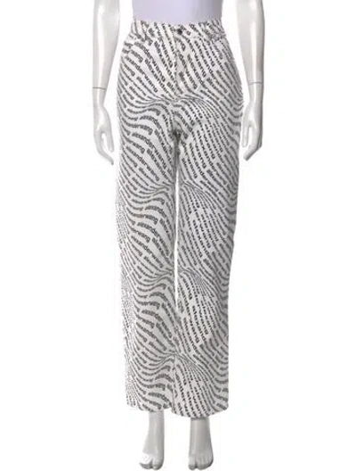 Pre-owned Alexander Wang Graphic Print Wide Leg Pants In White