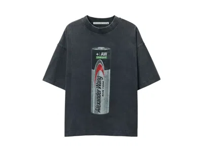 Pre-owned Alexander Wang Graphic Short Sleeve Tee Shirt In Washed Black