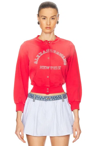Alexander Wang Graphic Shrunken Cardigan In Sunfade Bombshell