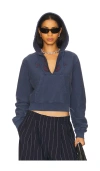 Alexander Wang Distressed Cotton Hoodie In Navy