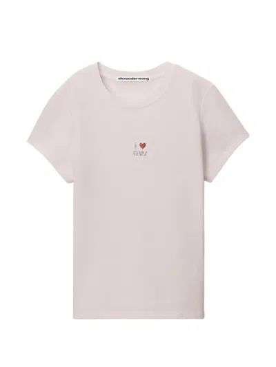 Alexander Wang Graphic-print Fitted T-shirt In Pink