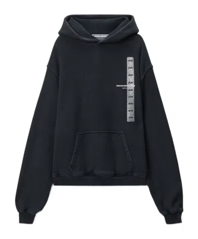 Alexander Wang Graphic-print Pouch-pocket Hoodie In Black
