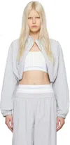Alexander Wang Gray & White Bolero Bomber Jacket In 073 Microchip