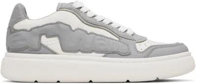 Alexander Wang Gray & White Puff Pebble Leather Sneakers In Grey Multi