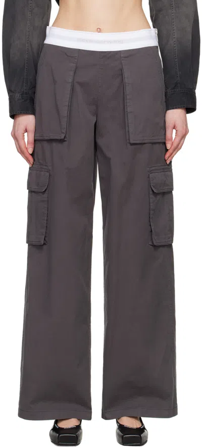 Alexander Wang Grey Cargo Rave Trousers In 012a Off Black