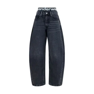 Alexander Wang Gray Cotton Relaxed Fit Jeans In Black