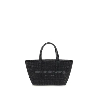 Alexander Wang Gray Cotton Shoulder Bag In Black