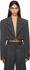 Alexander Wang Gray Cropped Blazer In Charcoal