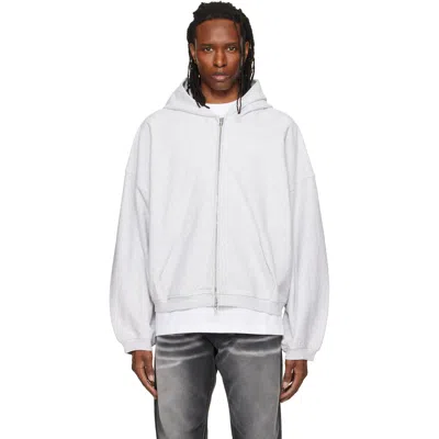 Alexander Wang Gray Crystal Embellished Oversized Zip-up Hoodie