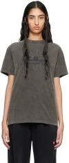 Alexander Wang Gray Distressed Skyline T-shirt In Washed Charcoal 096a