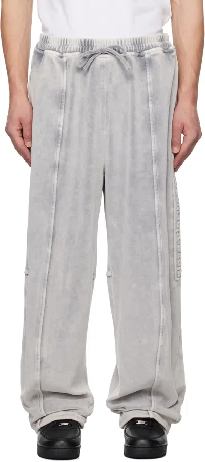Alexander Wang Gray Embossed Logo Sweatpants In 096a Washed Charcoal