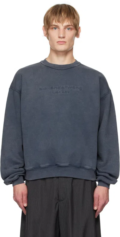 ALEXANDER WANG GRAY EMBOSSED LOGO SWEATSHIRT