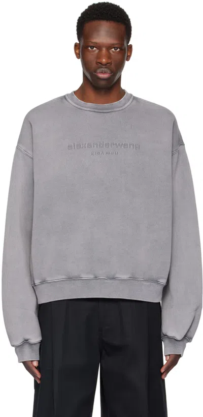 Alexander Wang Logo-embossed Acid Sweatshirt In Grey