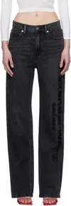 Alexander Wang Gray Ez Cut-out Logo Jeans In Grey Aged