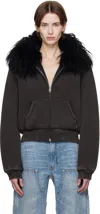 Alexander Wang Gray Faded Shearling Hoodie In Washed Lead