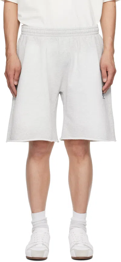Alexander Wang Gray Logo Oversized Cotton Terry Sweat Shorts In Light Heather Grey