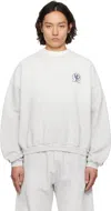 Alexander Wang Gray Logo Oversized Cotton Terry Sweatshirt In Light Heather Grey