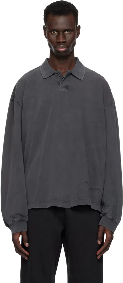 Alexander Wang Gray Long Sleeve Polo In Vintage Grey