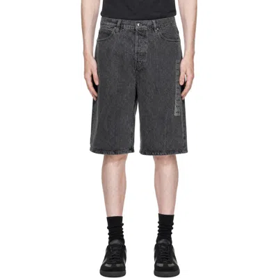 Alexander Wang Gray Low Rise Flasher Detail Denim Board Shorts