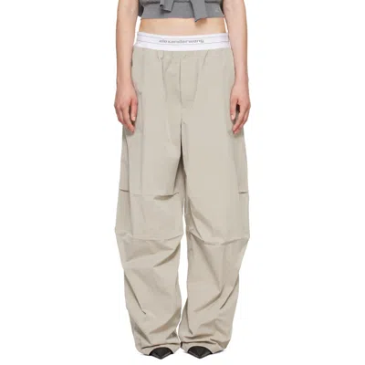 Alexander Wang Gray Mid-rise Pleated Wide-leg Lounge Pants In Neutral