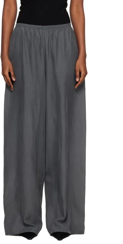 Alexander Wang Gray Mid-rise Silk Track Pants