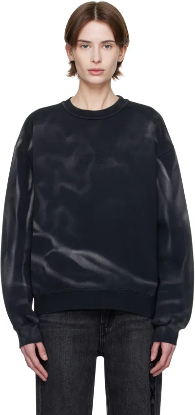 Alexander Wang Gray Oversize Sweatshirt In Washed Black