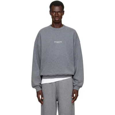 Alexander Wang Gray Oversized Logo Print Sweatshirt