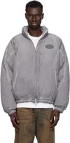 Alexander Wang Gray Padded Down Track Jacket In Washed Lt Grey