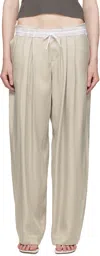 Alexander Wang Gray Pre-styled Turn-down Waistband Trousers In Oyster White