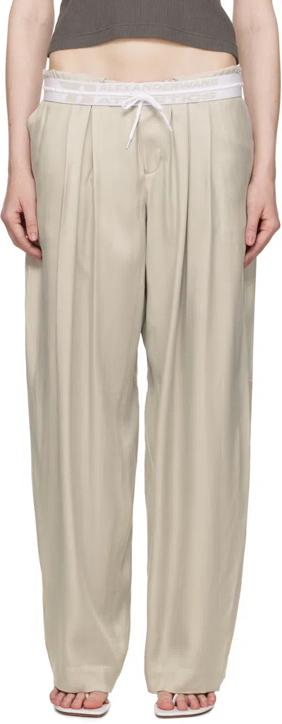 Alexander Wang Gray Pre-styled Turn-down Waistband Trousers In Oyster White