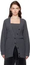 Alexander Wang Gray Pre-styled Twinset Cardigan In Charcoal