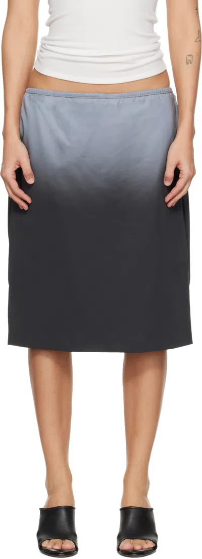 Alexander Wang Gray Reflective Mid-rise Midi Skirt In Multi