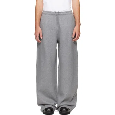 Alexander Wang Gray Rhinestone Mid Rise Sweatpants In Sidewalk 079