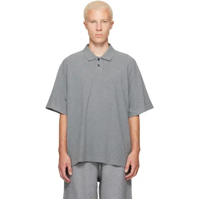 Alexander Wang Gray Rhinestone Short Sleeve Polo In Sidewalk 079