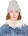 Alexander Wang Gray Ribbed Beanie In Heather Grey