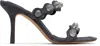 Alexander Wang Riot Mules Leather Studs Open Toe Textured Fabric In Gray